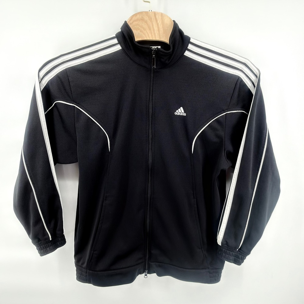 Adidas Vintage 2006 Track Jacket Mens Small Black White 3 Stripe Piping Full Zip